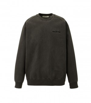 Black Onitsuka Tiger Washed Ls Tops | 35978-APYD