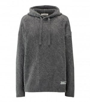 Grey Onitsuka Tiger Knit Hoodie | 80592-QJSU