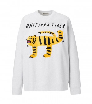 Grey Onitsuka Tiger Sweat Tops | 57694-OWPH