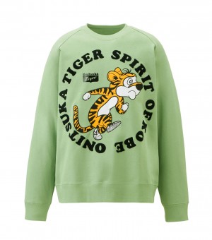 Light Green Onitsuka Tiger Sweat Tops | 03546-FTCW