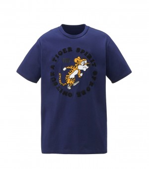 Navy Onitsuka Tiger Graphic T Shirts | 03528-UGWQ