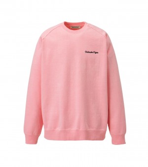 Pink Onitsuka Tiger Washed Ls Tops | 98412-FQJW