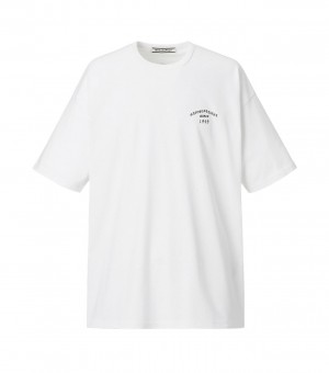 White Onitsuka Tiger Graphic T Shirts | 08157-UFKS