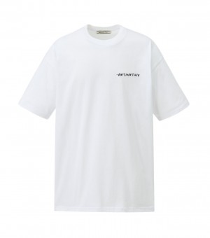 White Onitsuka Tiger Graphic T Shirts | 58602-KNHL