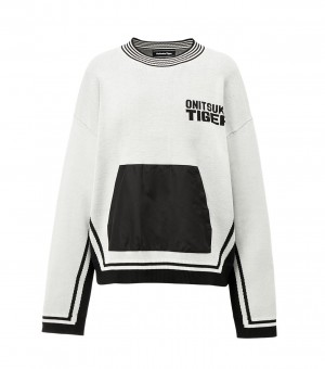 White Onitsuka Tiger Knit Tops | 05423-REWA