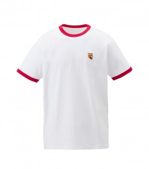 White / Red Onitsuka Tiger Graphic T Shirts | 25637-SEGD