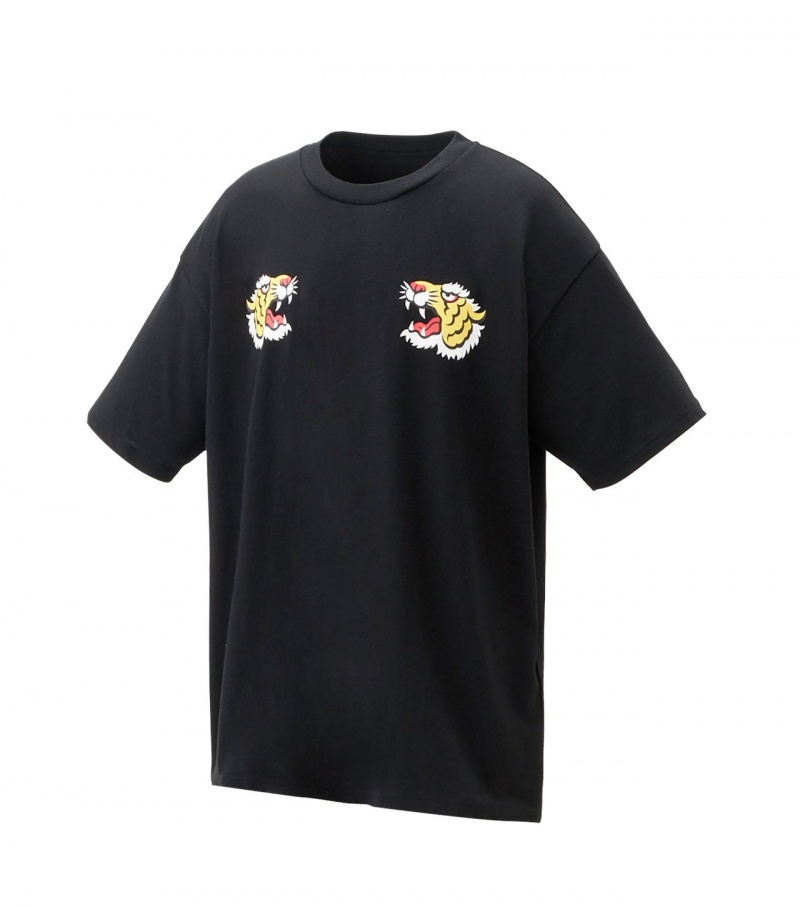 Black Onitsuka Tiger Graphic T Shirts | 04382-WQLG