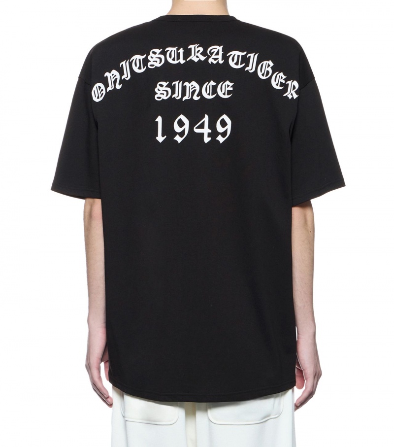 Black Onitsuka Tiger Graphic T Shirts | 16594-RYTM