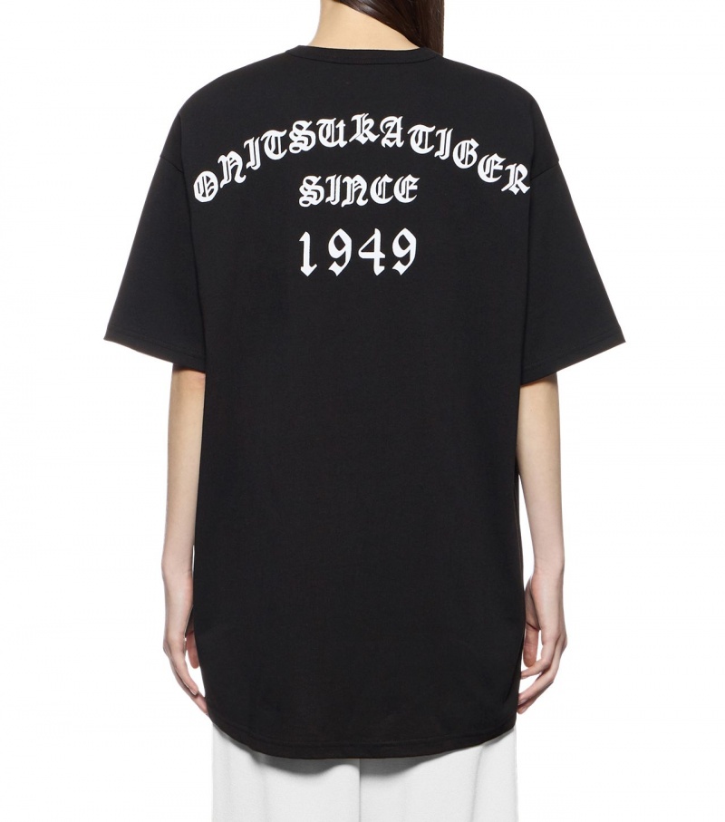 Black Onitsuka Tiger Graphic T Shirts | 16594-RYTM