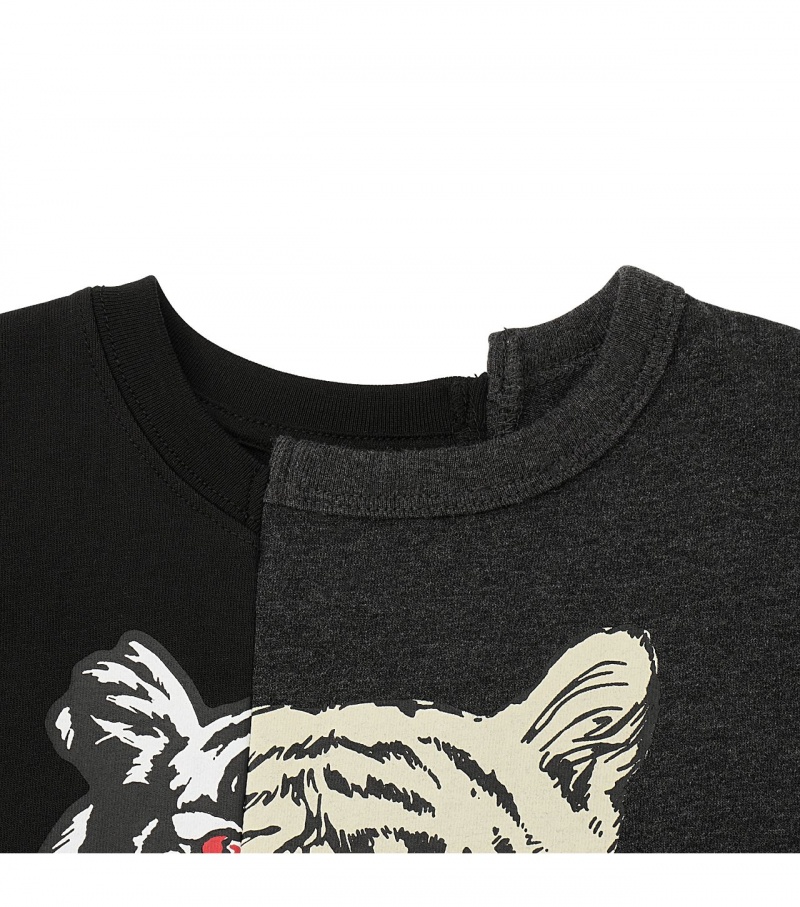 Black Onitsuka Tiger Graphic T Shirts | 16528-LCOK