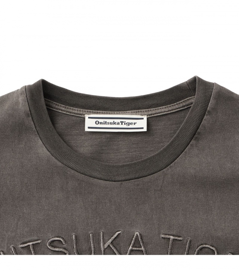 Black Onitsuka Tiger Graphic T Shirts | 24769-HTQM