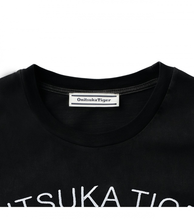 Black Onitsuka Tiger Graphic T Shirts | 28354-OTRA