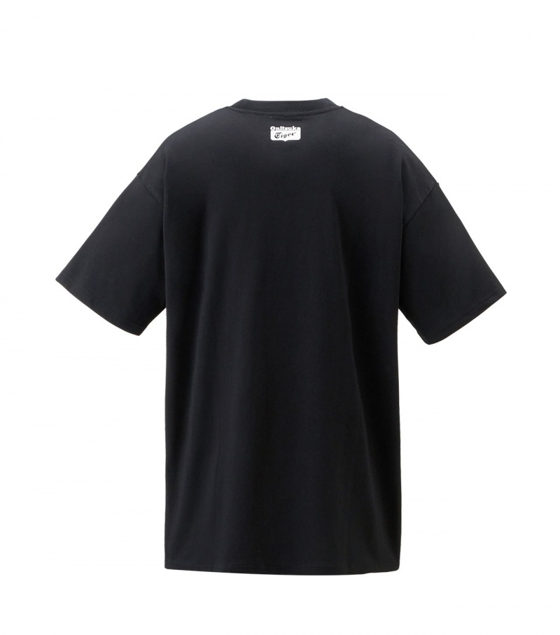 Black Onitsuka Tiger Graphic T Shirts | 23975-OFQH