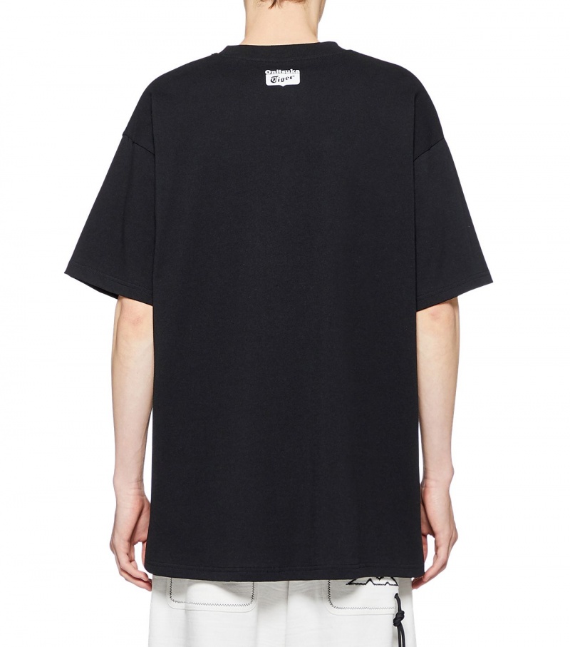 Black Onitsuka Tiger Graphic T Shirts | 23975-OFQH