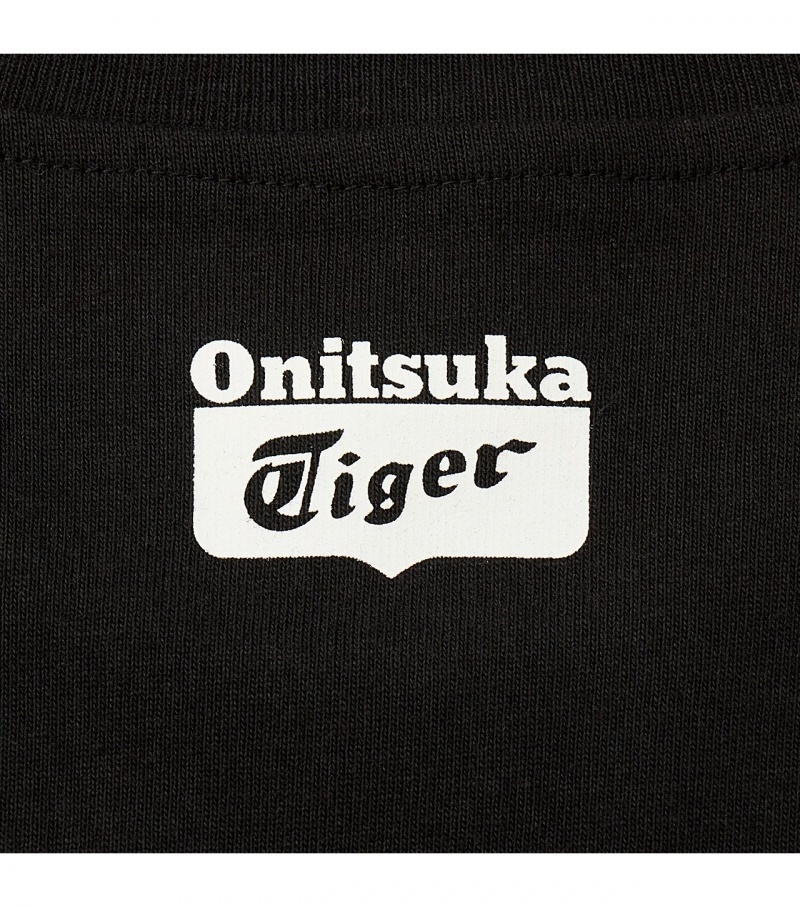 Black Onitsuka Tiger Graphic T Shirts | 23975-OFQH