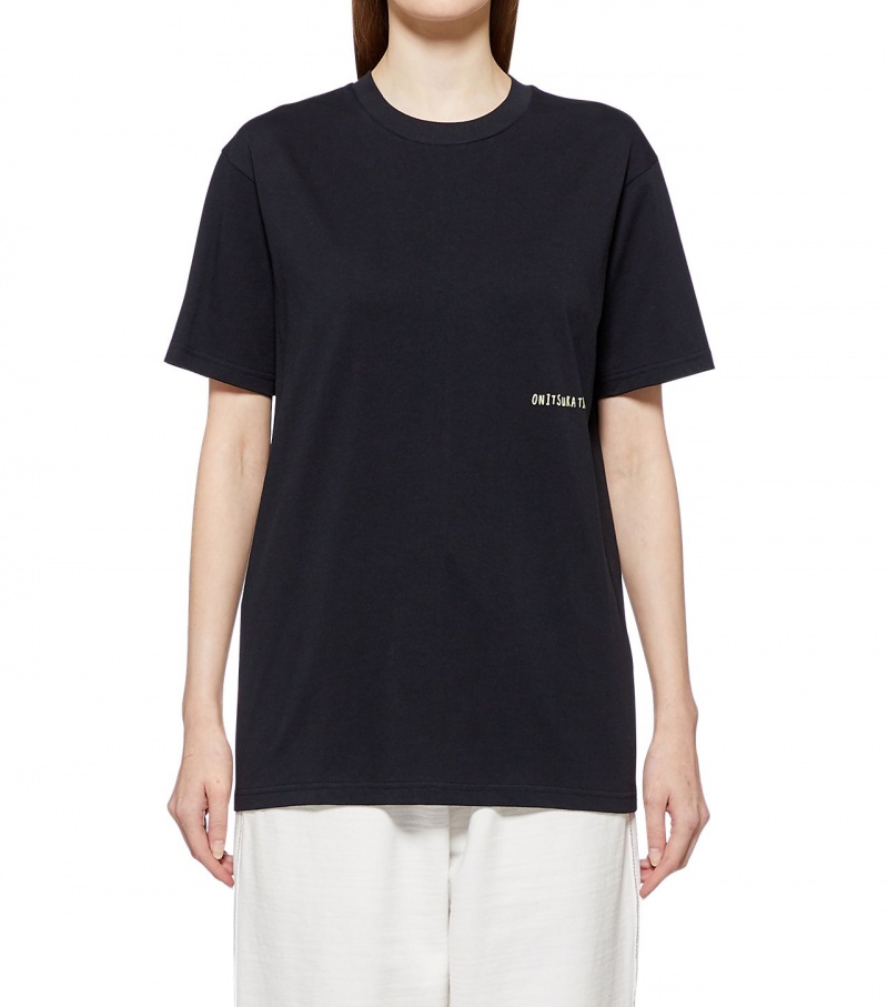 Black Onitsuka Tiger Graphic T Shirts | 58019-DQLM