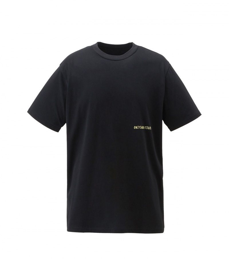 Black Onitsuka Tiger Graphic T Shirts | 58019-DQLM