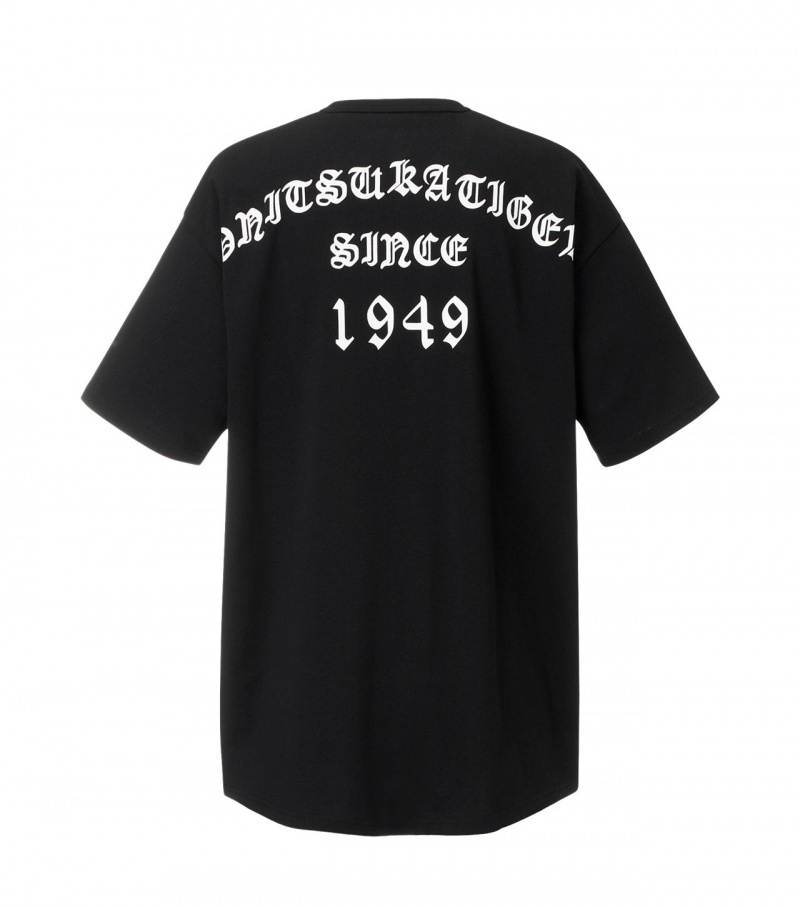 Black Onitsuka Tiger Graphic T Shirts | 63418-FEWY