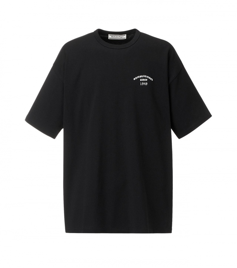 Black Onitsuka Tiger Graphic T Shirts | 63418-FEWY