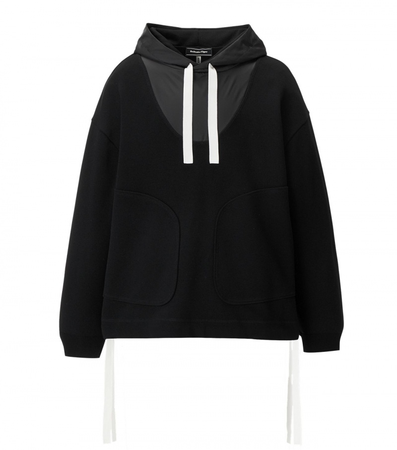 Black Onitsuka Tiger Hoodie | 87064-QJPN