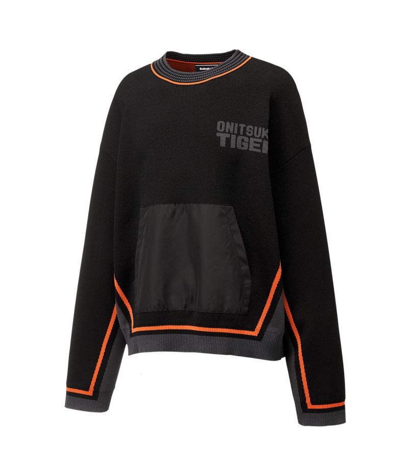 Black Onitsuka Tiger Knit Tops | 52069-TKES