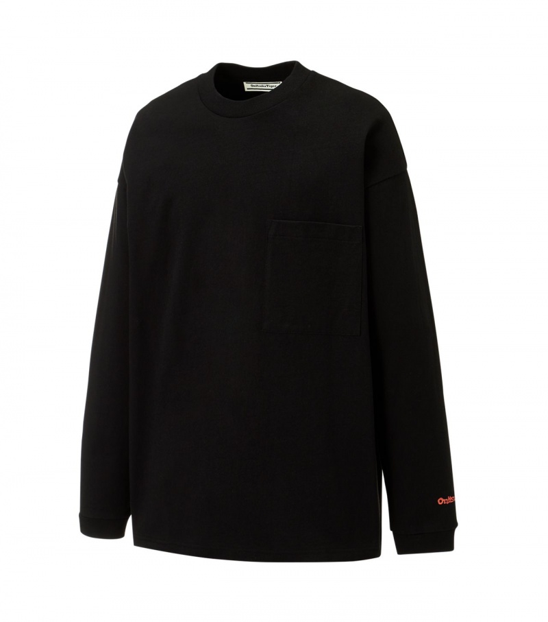 Black Onitsuka Tiger Ls T Shirts | 83657-FSXO