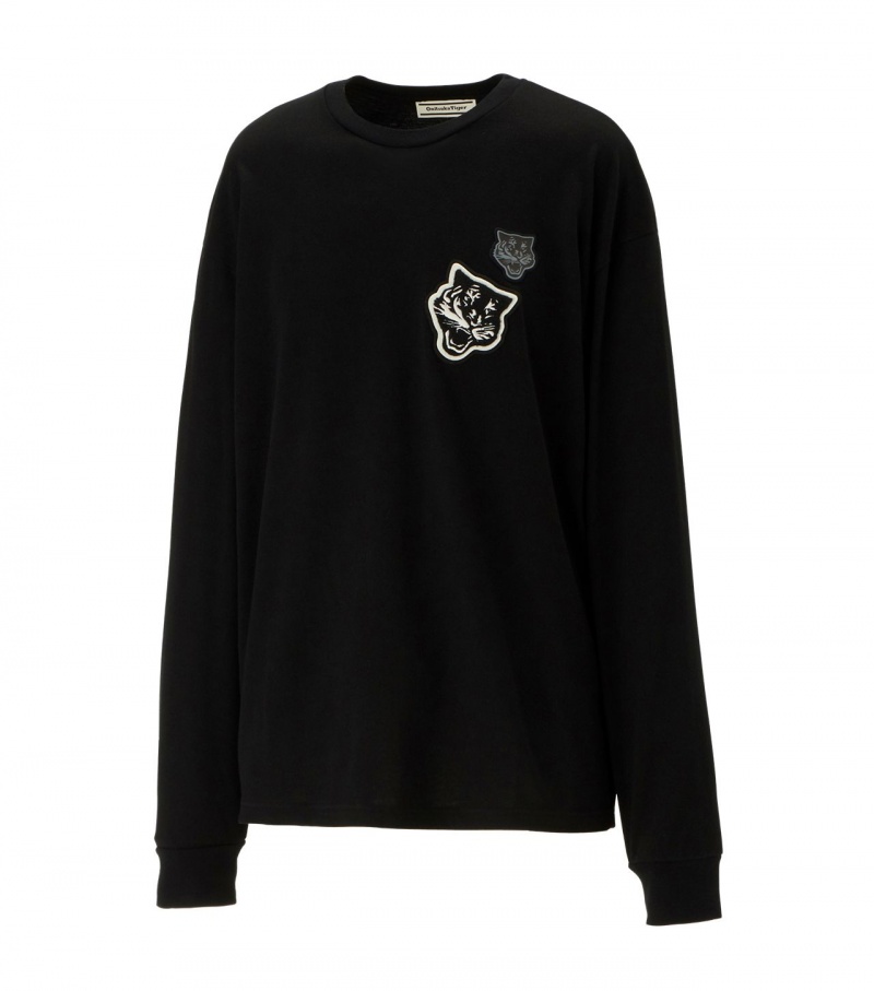 Black Onitsuka Tiger Ls T Shirts | 86205-VIZA