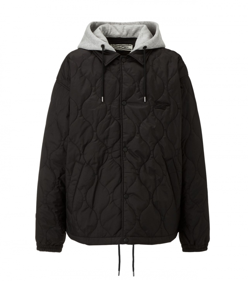 Black Onitsuka Tiger Quilted Jackets | 71453-RZTW