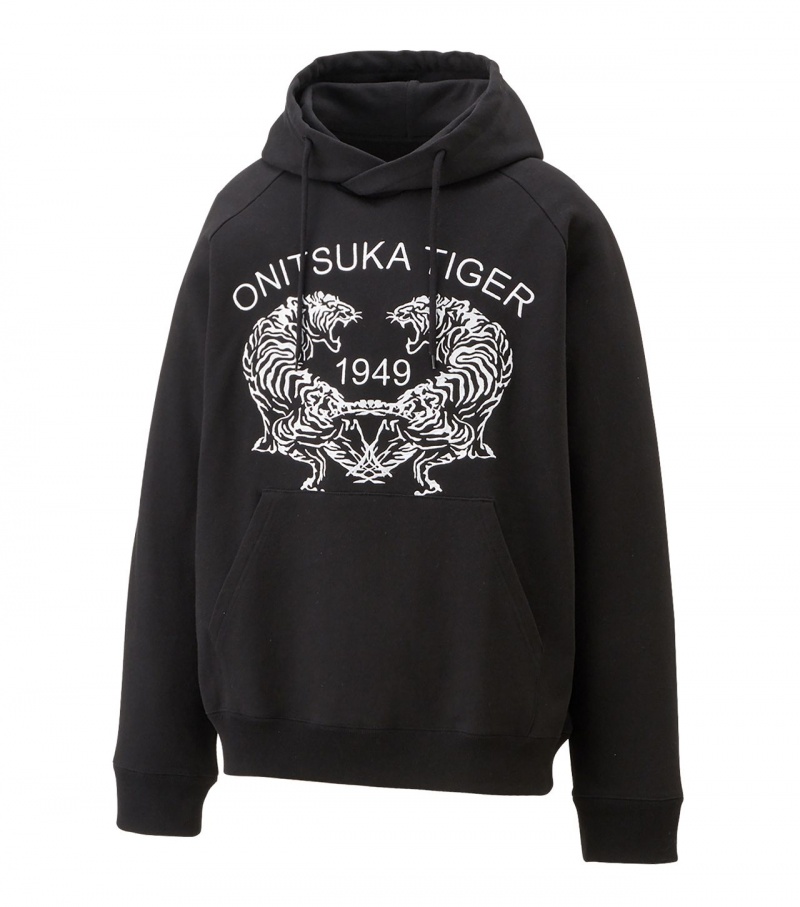 Black Onitsuka Tiger Sweat Hoodie | 04697-HKTQ