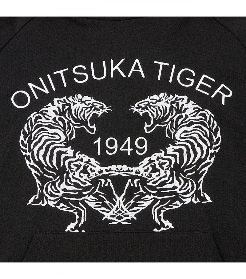 Black Onitsuka Tiger Sweat Hoodie | 24786-OAJS