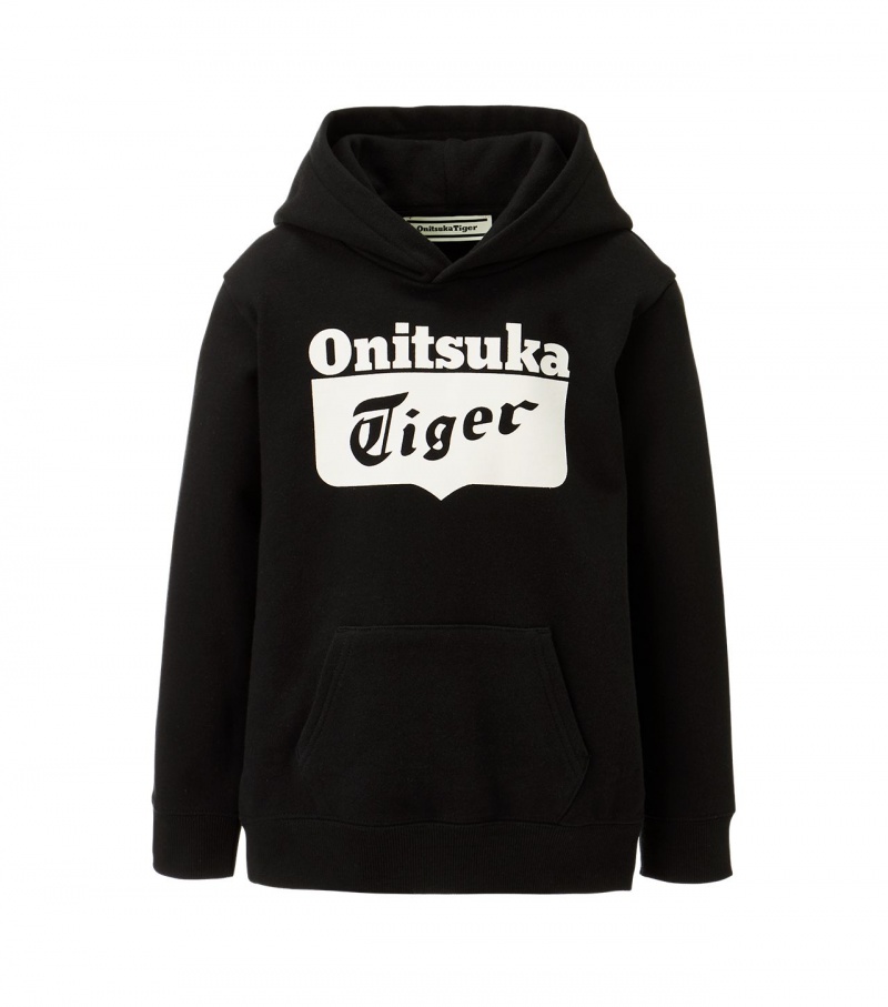 Black Onitsuka Tiger Sweat Hoodie | 92645-ACVK