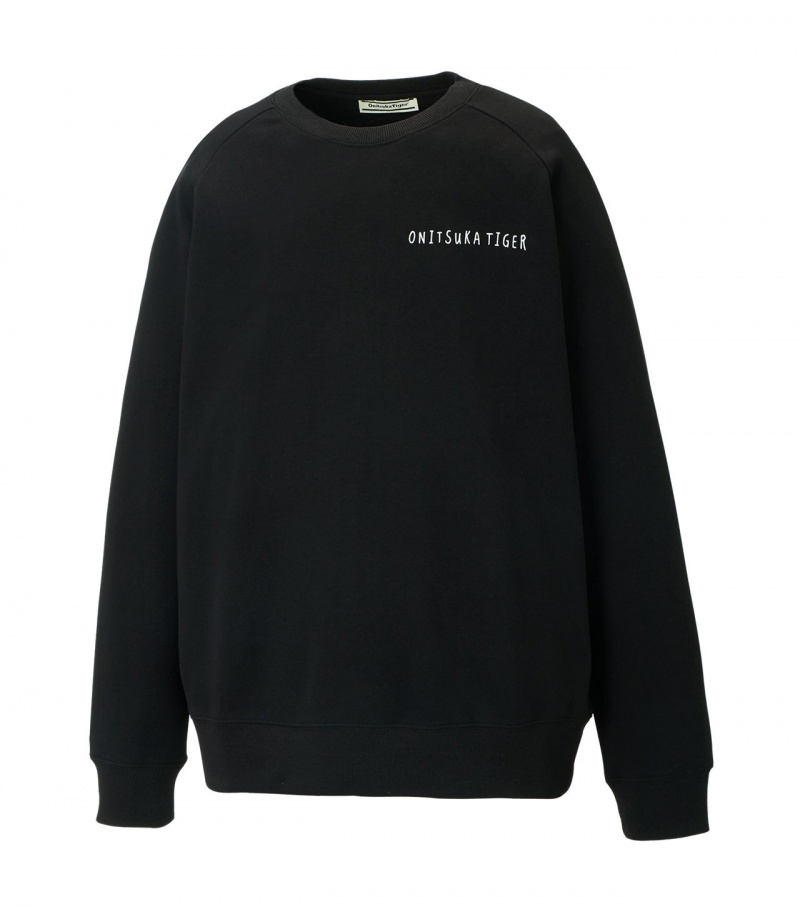 Black Onitsuka Tiger Sweat Tops | 38491-UHXI