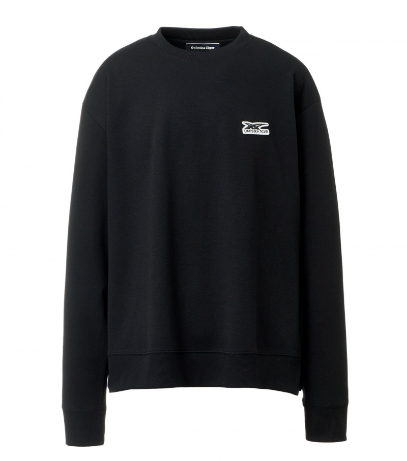 Black Onitsuka Tiger Sweatshirts | 72539-VDOA