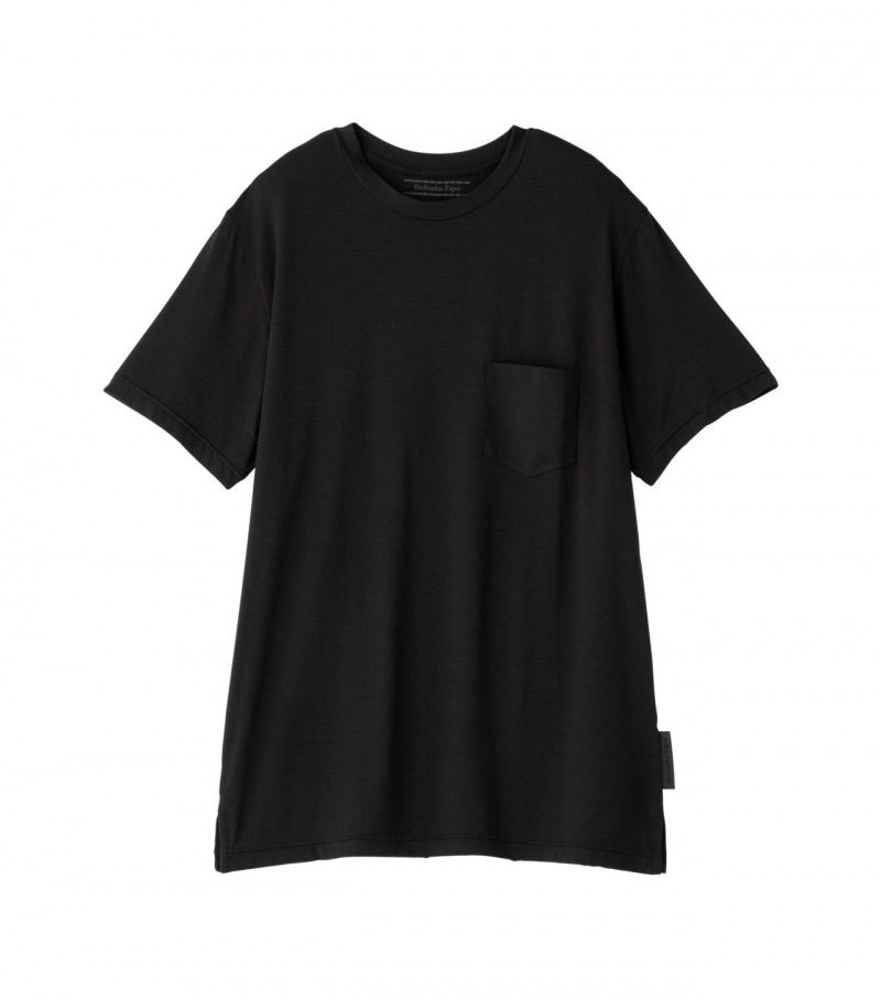 Black Onitsuka Tiger T Shirts | 49678-RCDH