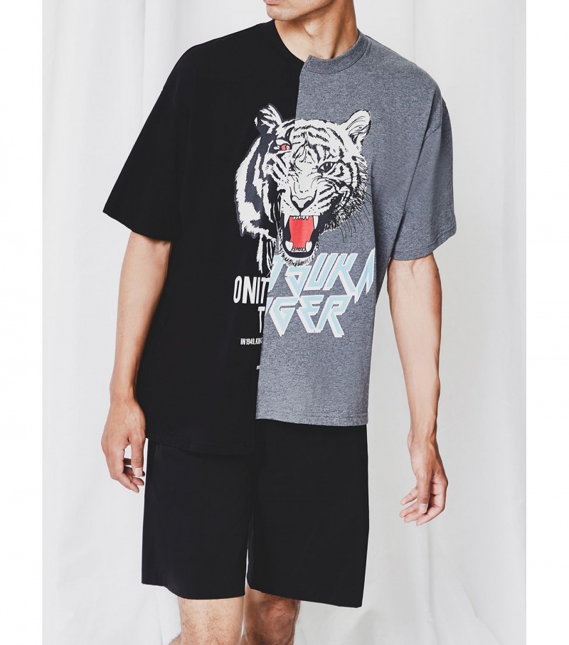 Black Onitsuka Tiger T Shirts | 64320-IWOV