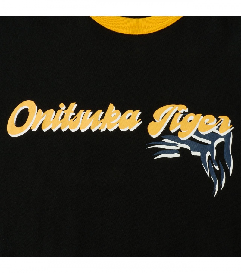 Black Onitsuka Tiger T Shirts | 67314-BAYU