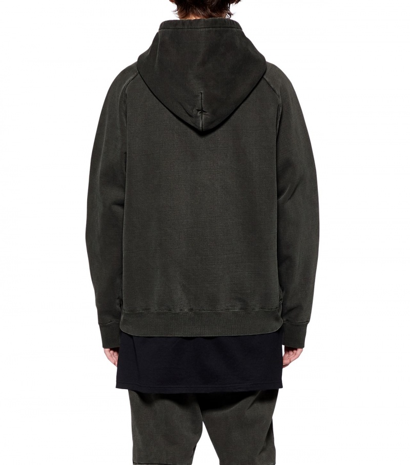 Black Onitsuka Tiger Washed Zip Up Hoodie | 76490-RWSP