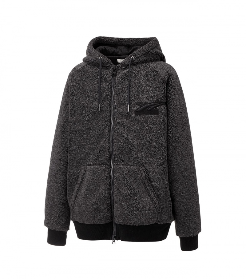 Black Onitsuka Tiger Zip-Up Hoodie | 39254-AXKT