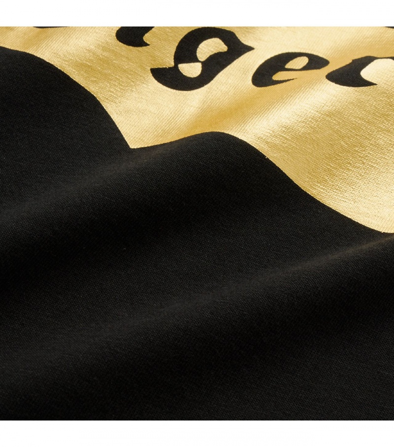 Black / Gold Onitsuka Tiger Logo T Shirts | 93748-UBWD