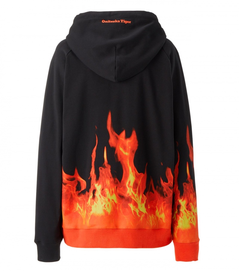 Black / Orange Onitsuka Tiger Hoodie | 52407-WPGN