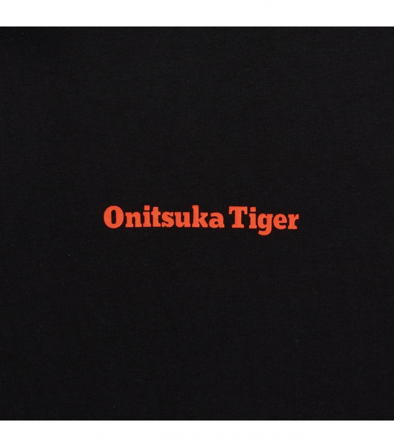 Black / Orange Onitsuka Tiger Ls Graphic T Shirts | 45132-IOUZ