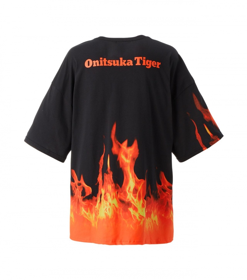 Black / Orange Onitsuka Tiger Ss Graphic T Shirts | 95062-SHFC