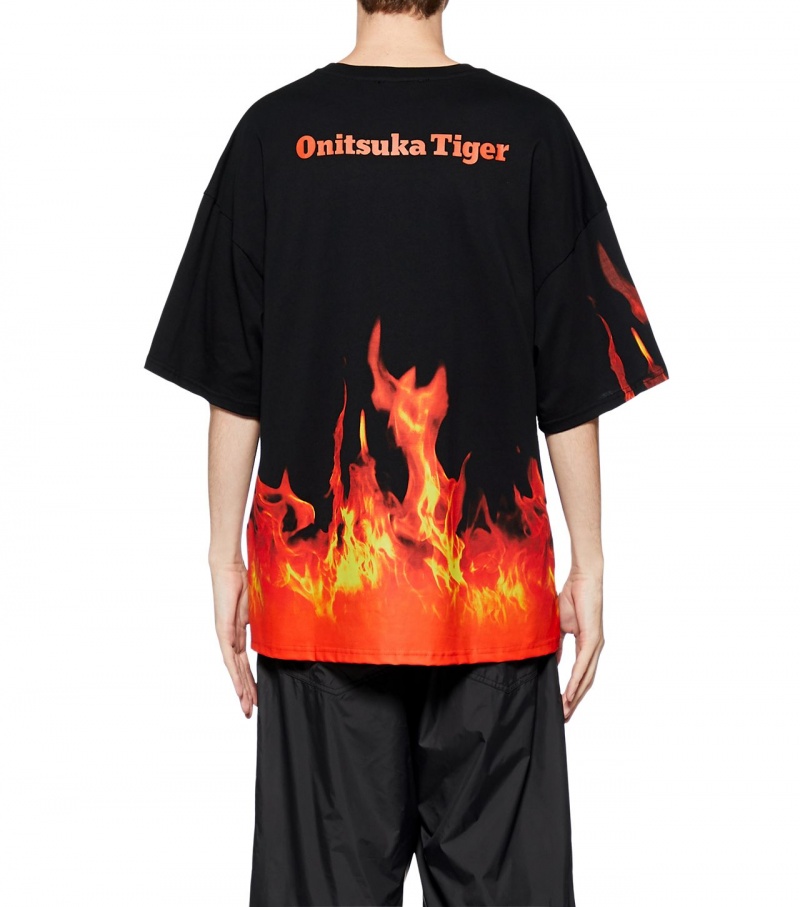 Black / Orange Onitsuka Tiger Ss Graphic T Shirts | 95062-SHFC