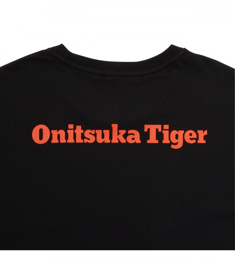 Black / Orange Onitsuka Tiger Ss Graphic T Shirts | 95062-SHFC