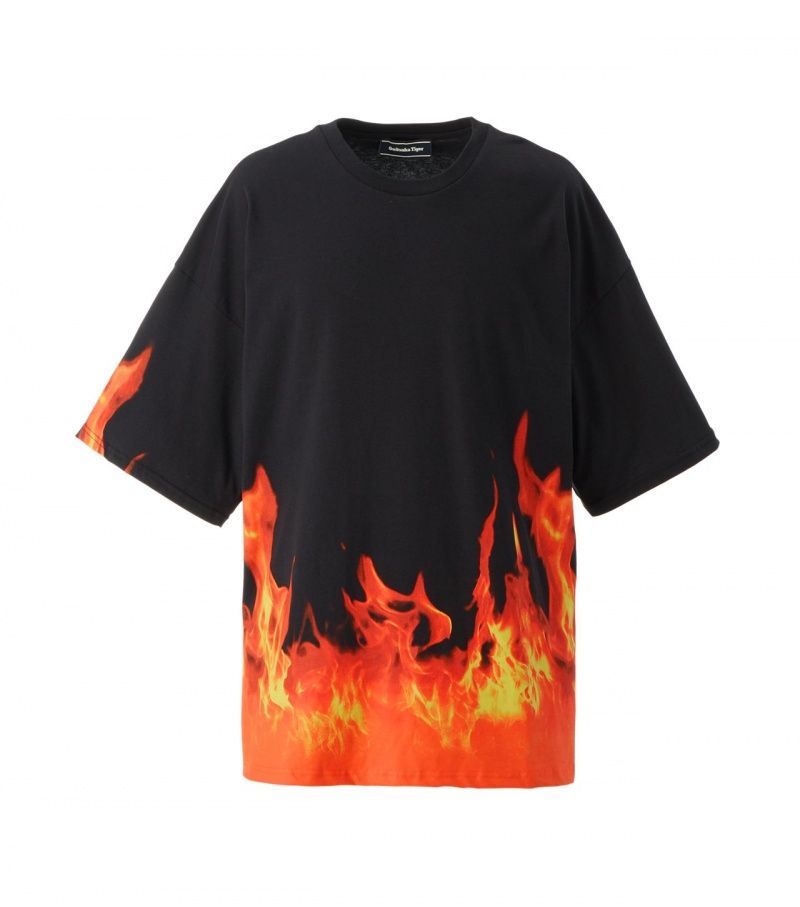 Black / Orange Onitsuka Tiger Ss Graphic T Shirts | 95062-SHFC