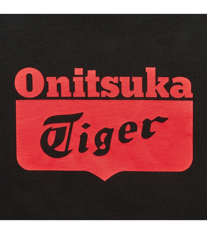 Black / Red Onitsuka Tiger Logo T Shirts | 84207-FBVK