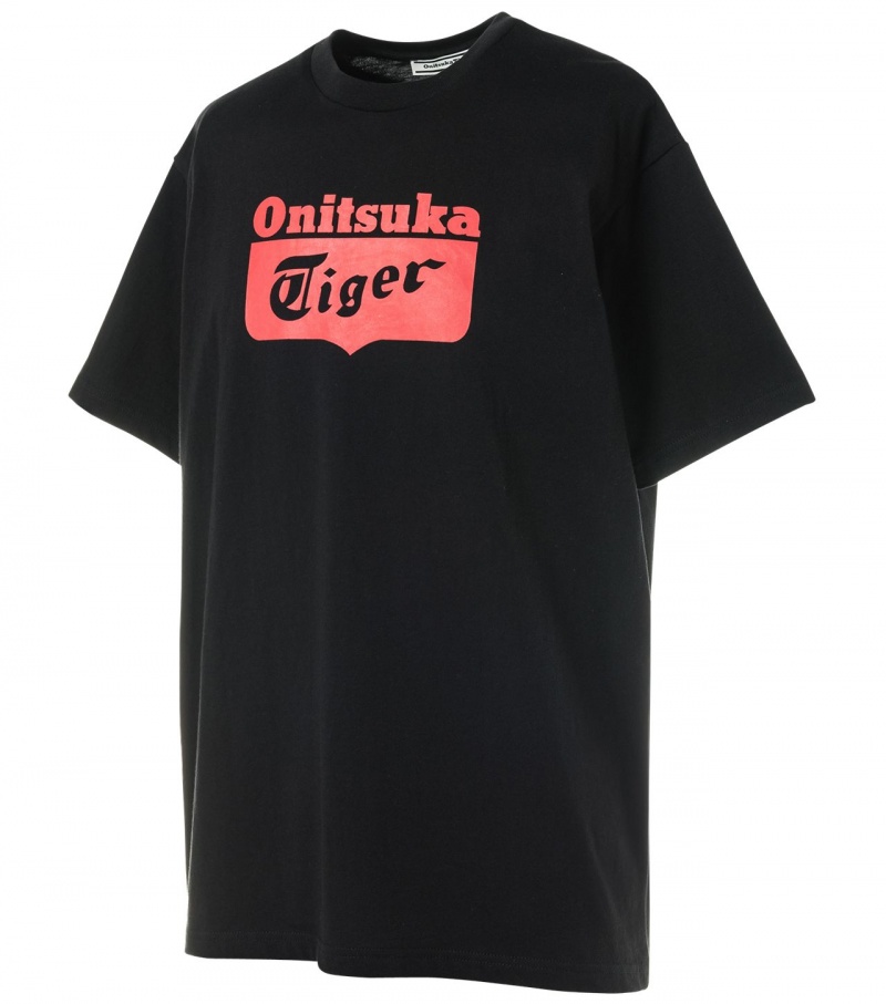 Black / Red Onitsuka Tiger T Shirts | 14083-UJEC