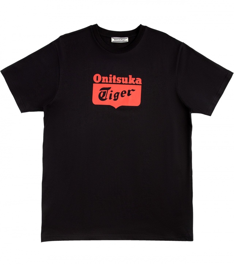 Black / Red Onitsuka Tiger T Shirts | 14083-UJEC