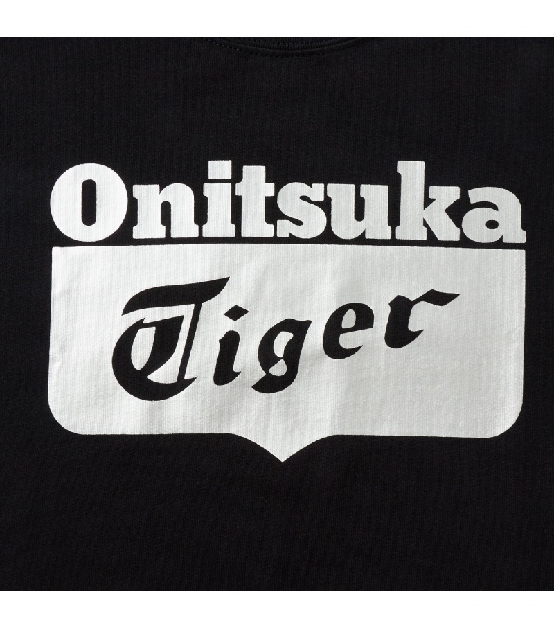 Black / Silver Onitsuka Tiger Logo T Shirts | 79028-MSOK