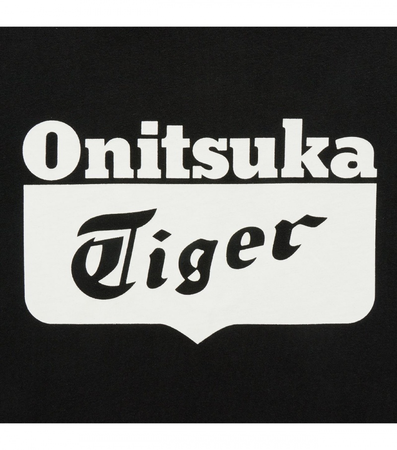 Black / White Onitsuka Tiger Logo T Shirts | 28415-WADQ